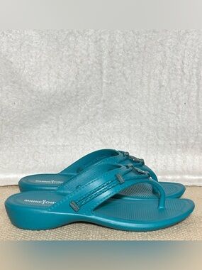 Minnetonka Womens Turquoise Silverthorne Prism Thong Slide Slip On Sandals SZ 7